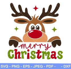 christmas reindeer svg peeping reindeer svg merry christmas svg christmas svg cricut silhouette vector cut file