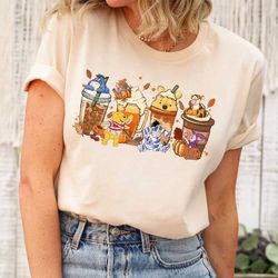 winnie the pooh coffee latte shirt, vintage halloween winnie the pooh shirt, disney halloween coffee sweatshirt, pumpkin