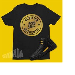 verified authentic shirt to match air jordan 12 black taxi - retro 12 tee - retro black taxi 12s tshirt - jordan match s