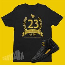 23 shirt to match air jordan 12 black taxi - retro 12 tee - retro black taxi 12s tshirt - jordan outfit