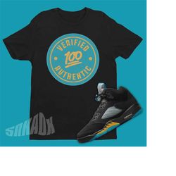 verified authentic shirt to match air jordan 5 aqua - retro 5s tee - aqua 5s tshirt - sneaker party tee