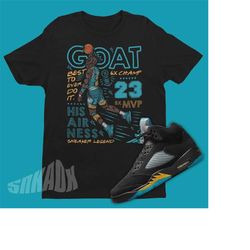 goat shirt to match air jordan 5 aqua - retro 5s tee - aqua 5s tshirt - sneaker party tee - greatest basketball player t