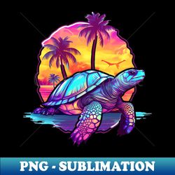 sea turtle relaxing vibrant colored - sublimation-ready png file - unleash your creativity