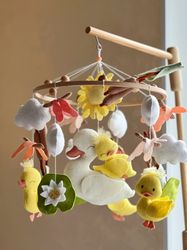 duck mobile crib, nursery mobile felt, baby mobile boy, baby mobile girl