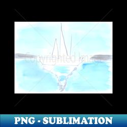 yacht sea ocean sports nature landscape seascape summer vacation watercolor watercolour hand drawn drawing illustration - png sublimation digital download - create with confidence