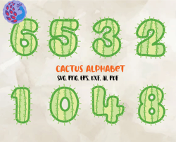 cactus alphabet numbers letters font svg, modern font, fonts for cricut, beauty font, font for t-shirts 08