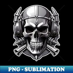 grey skull headphones and helmet - stylish sublimation digital download - vibrant and eye-catching typography