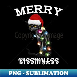 merry kissmyass funny cat christmas lights - stylish sublimation digital download - spice up your sublimation projects