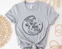 boho moon shirt, wild child shirt, boho shirts with sayings, celestial shirt, moon shirt, boho shirt, wildflower shirt,