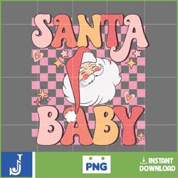 retro christmas png, pink christmas png, pink christmas png, christmas shirt design ,pink santa png (13)