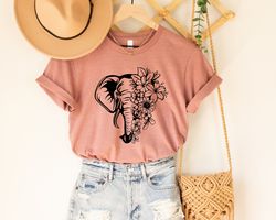 floral elephant shirt, boho shirt for her, elephant shirt, summer shirt, birthday gift, shirt for women, shirt for eleph