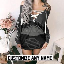 harley davidson custom name criss cross sweatshirt dress sizes s - 3xl m101865g