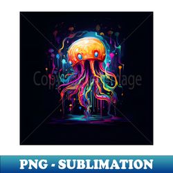 neon rainbow jellyfish - special edition sublimation png file - bring your designs to life