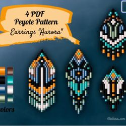 pdf brick stitch bead pattern "aurora"/ pattern for earrings