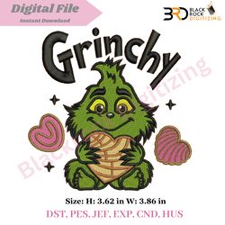 baby grinch concha machine embroidery design | christmas design | download instantly