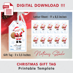 cute christmas gift tag - printable template - gift tag