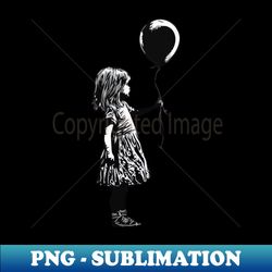 funny baby girl with black balloon - aesthetic sublimation digital file - create with confidence