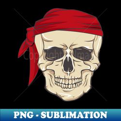 skull with red bandana - instant png sublimation download - bold & eye-catching