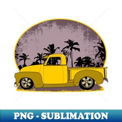 1950s chevrolet pickup side view with palm tree backdrop - premium png sublimation file - perfect for personalization