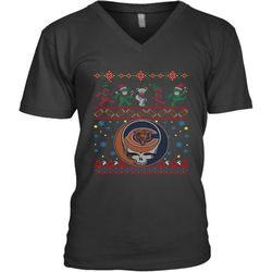 chicago bears christmas grateful dead jingle bears football ugly sweatshirt men&8217s v-neck t-shirt