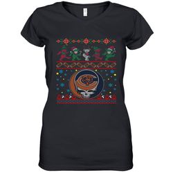 chicago bears christmas grateful dead jingle bears football ugly sweatshirt women&8217s v-neck t-shirt