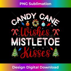 family matching christmas candy cane wishes mistletoe kisses long sleeve - urban sublimation png design - pioneer new aesthetic frontiers