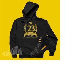 air jordan 12 black taxi matching hoodie - retro 12s sweatshirt - 23 university pullover to match air jordan 12 black ta