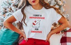 christmas 2023 shirt, i want a hippopotenus for christmas sweatshirt, christmas gift for teachers, funny christmas geome