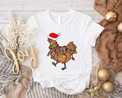 christmas chicken shirt, merry christmas chicken t-shirts, farmers christmas tee, farmer family christmas outfits, farm