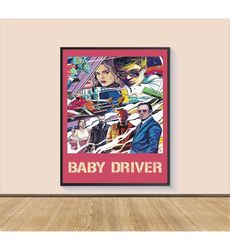 baby driver movie poster print, canvas wall art,