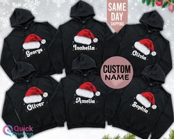 custom hoodie, family christmas hat gift, personalized xmas hoodie, personalised family christmas jumper - customised ch