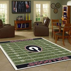 georgia bulldogs home field area rug, football floor decor f102145