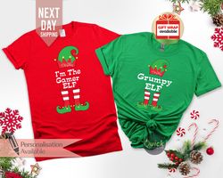 gamer elf christmas shirt, funny christmas elf tshirt costume, grumpy elf shirt, personalised christmas gift for gamer