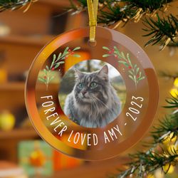 custom cat memorial glass ornament, cat glass ornament, cat photo gift