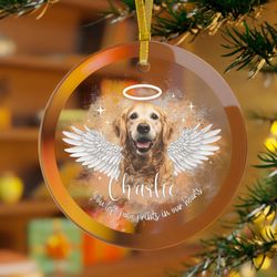 personalized  dog memorial glass ornament, dog photo gift, pet lover gift