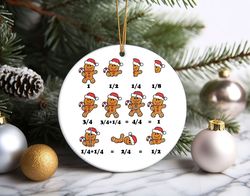 christmas math teacher ornament, mathematic gift, santa hat gingerbread christmas tree decor