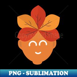 character face and autumn leaves - special edition sublimation png file - vibrant and eye-catching typography