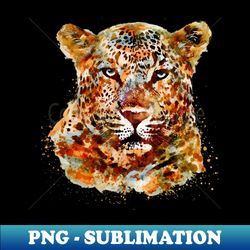 leopard head watercolor - sublimation-ready png file - vibrant and eye-catching typography