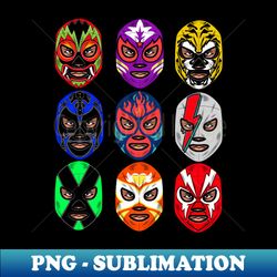 lucha libre mexican masks - png transparent digital download file for sublimation - revolutionize your designs