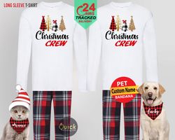 Matching Christmas Family Pyjamas, Christmas Crew Long Sleeve Tshirt, Christmas Pajamas for Women Men, Christmas Gifts f