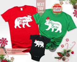 matching family christmas shirts, family bear tshirts, mama bear shirt, papa bear shirt, sibling outfits, personalised c