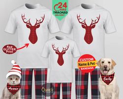 personalised christmas pyjamas uk, matching family christmas pyjamas 2022, reindeer christmas tshirt, couple pajamas, xm