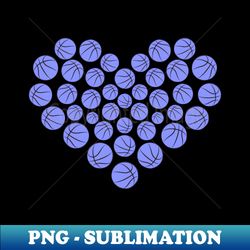 blue basketball heart by balls - elegant sublimation png download - transform your sublimation creations
