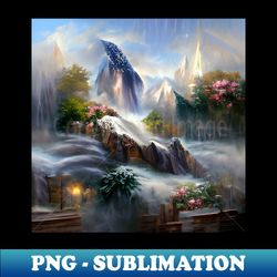 fantasy mystical mountain landscape - png transparent digital download file for sublimation - spice up your sublimation projects