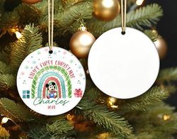 personalized mickey babys first christmas ornament, rainbow baby ornament