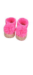 crochet hind made baby booties pink and skin color size 8 month baby