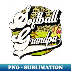 softball grandpa vintage leopard softball family matching - high-resolution png sublimation file - defying the norms