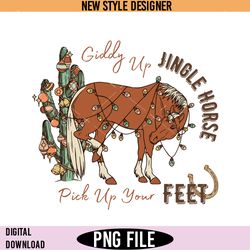 giddy up jingle horse png, pick up your feet cactus png, digital download
