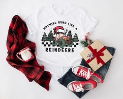 nothing runs like a reindeer sweatshirt, christmas tractor reindeer sweater, tractor christmas light santa shirt, reinde