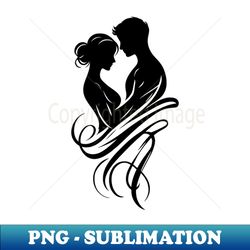 lovers embrace minimalist black and white calligraphy art - premium png sublimation file - capture imagination with every detail